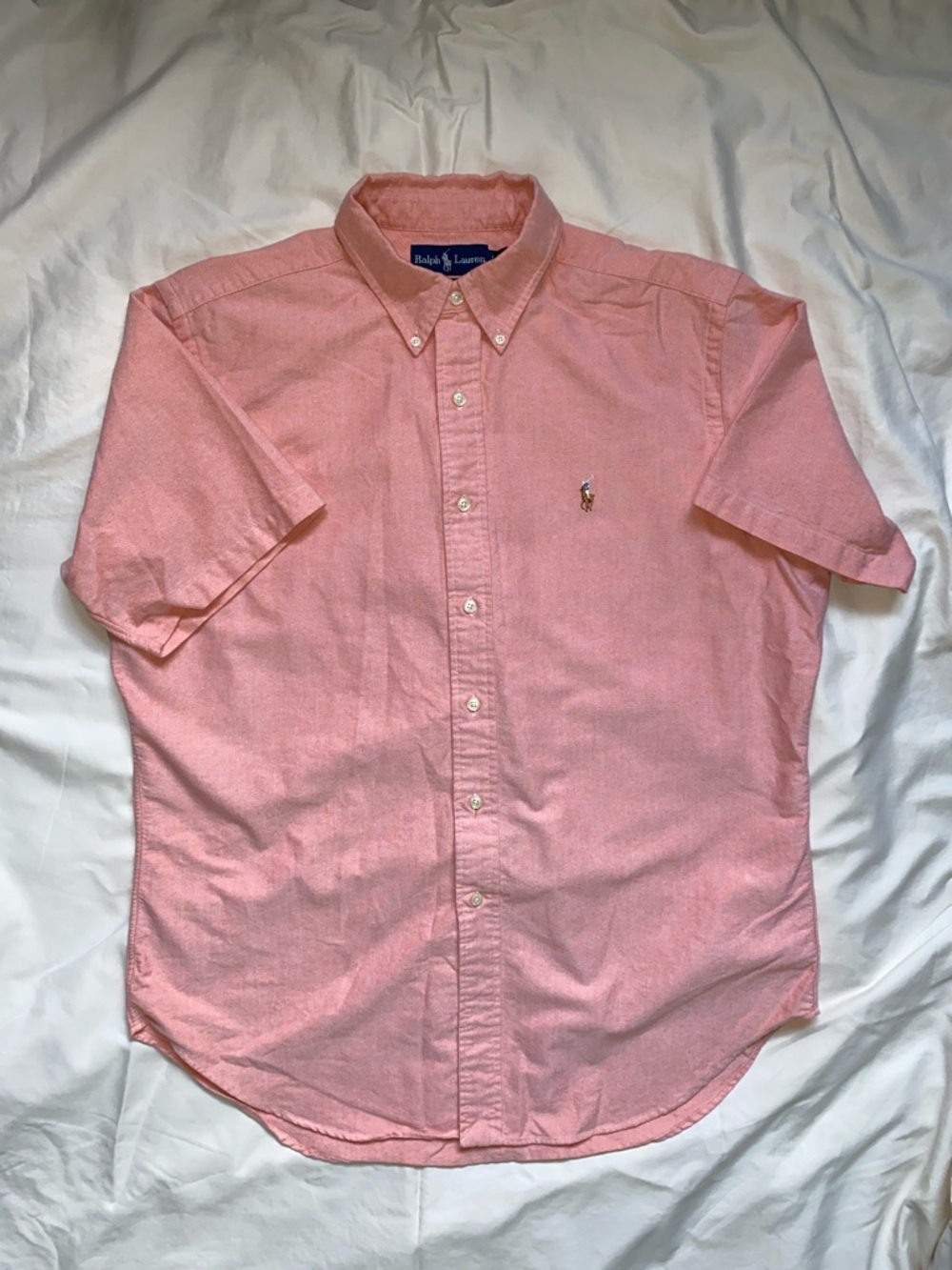 Ralph Lauren Men’s Pink Short-Sleeve Button-Down Oxford Shirt